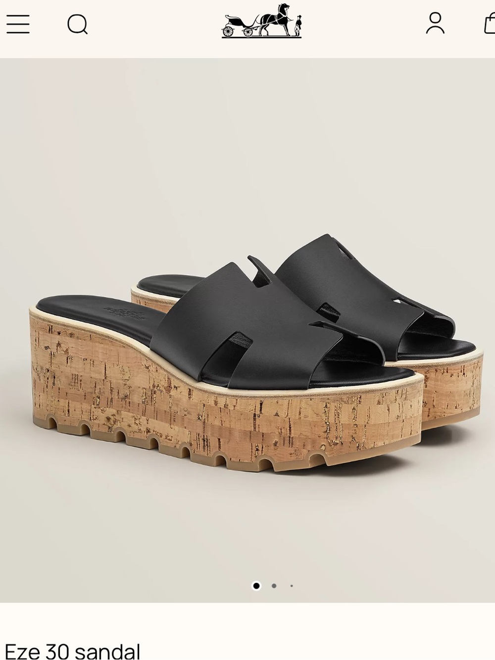 Hermes Black Cork Platform Eze Sandal